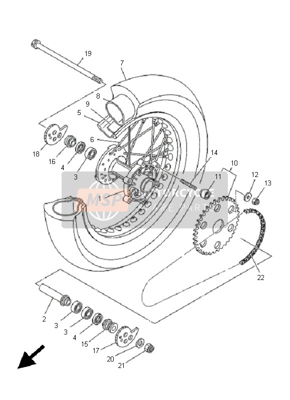 5XT254100100, Rr. Wheel Sprocket Comp., Yamaha, 0