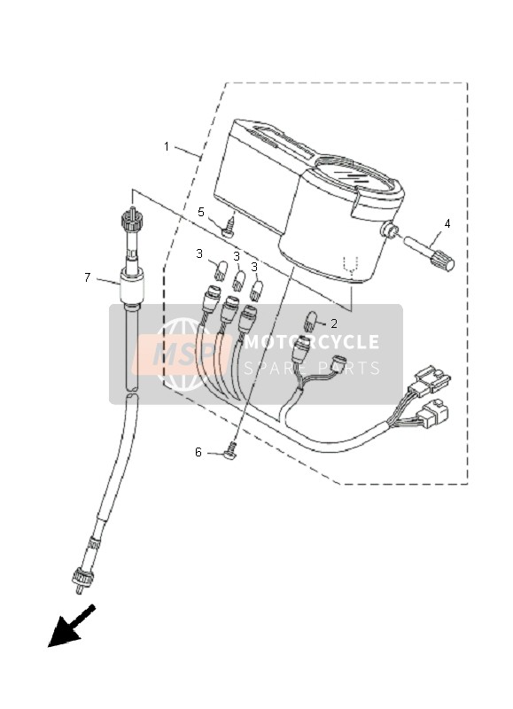 5XT835500000, Snelheidsmeter Kabel Assy, Yamaha, 1