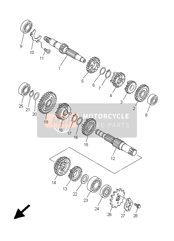 Yamaha XT125R 2005 Transmission for a 2005 Yamaha XT125R