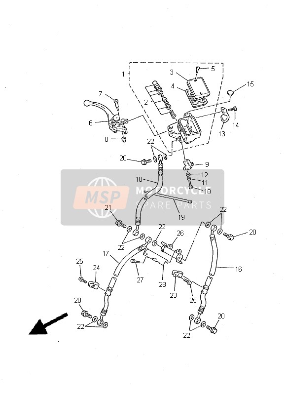 Yamaha FZS600 2000 Hoofdremcilinder voor voor een 2000 Yamaha FZS600