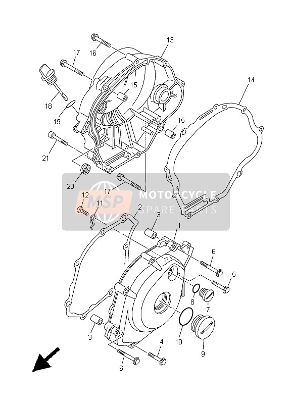 Yamaha XT125X 2005 Crankcase Cover 1 for a 2005 Yamaha XT125X