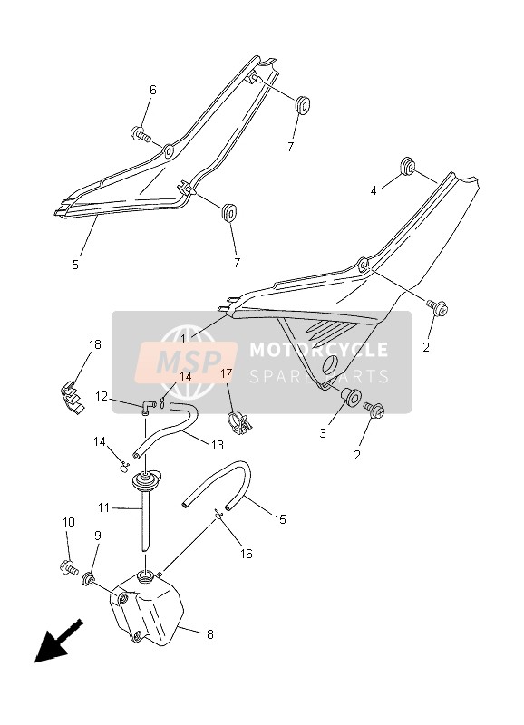 Yamaha XT660X 2005 Cubierta lateral para un 2005 Yamaha XT660X