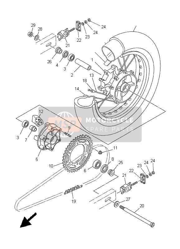 Yamaha XT660X 2005 Rear Wheel for a 2005 Yamaha XT660X