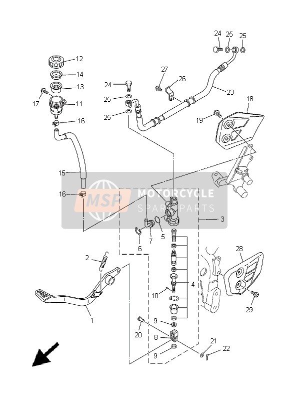 Yamaha XT660X 2005 HAUPTZYLINDER HINTEN für ein 2005 Yamaha XT660X