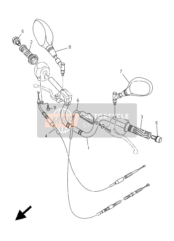 Yamaha YBR125ED 2005 Steering Handle & Cable for a 2005 Yamaha YBR125ED