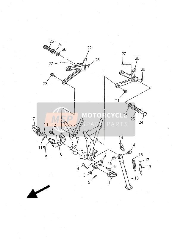 Yamaha XT600E 2000 Supporter & Repose Pieds pour un 2000 Yamaha XT600E