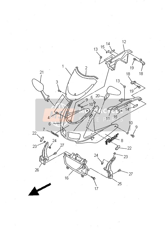 Yamaha FZS600 2000 Capotage 1 pour un 2000 Yamaha FZS600