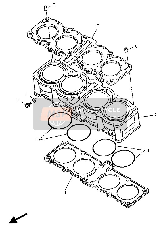 Yamaha YZF750R 1996 Cylinder for a 1996 Yamaha YZF750R