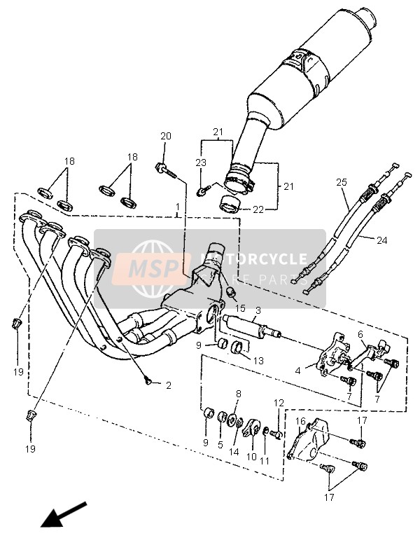 Yamaha YZF750R 1996 Exhaust for a 1996 Yamaha YZF750R