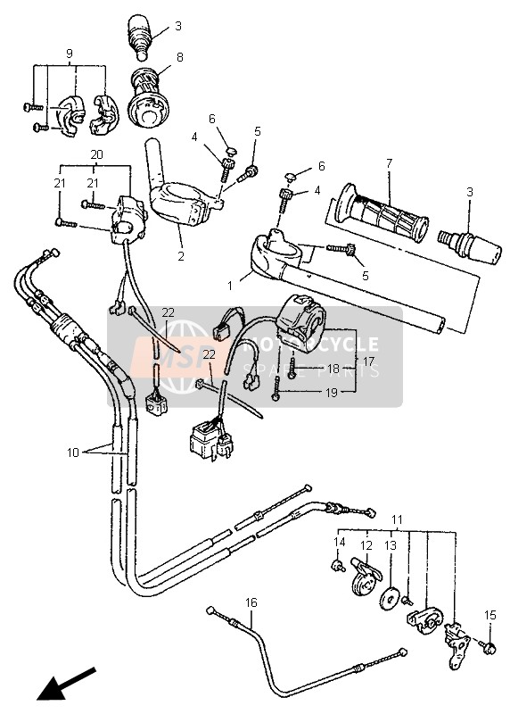 Yamaha YZF750R 1996 LENKHANDGRIFF & KABEL für ein 1996 Yamaha YZF750R