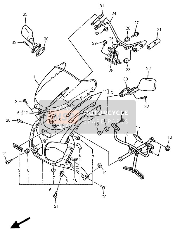 4FM262800000, Rear View Mirror Assy(Left), Yamaha, 2