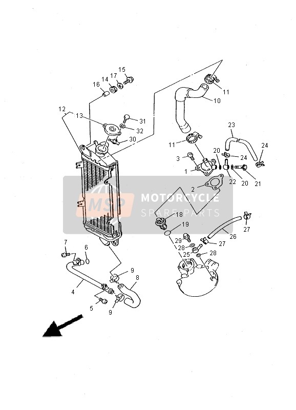 Yamaha DT125R 2000 KÜHLER & SCHLAUCH für ein 2000 Yamaha DT125R