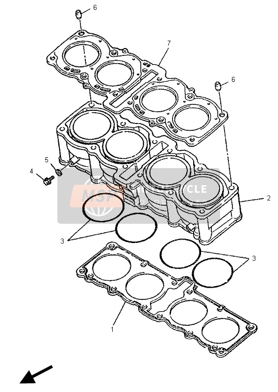 Yamaha YZF750SP 1996 Cylinder for a 1996 Yamaha YZF750SP