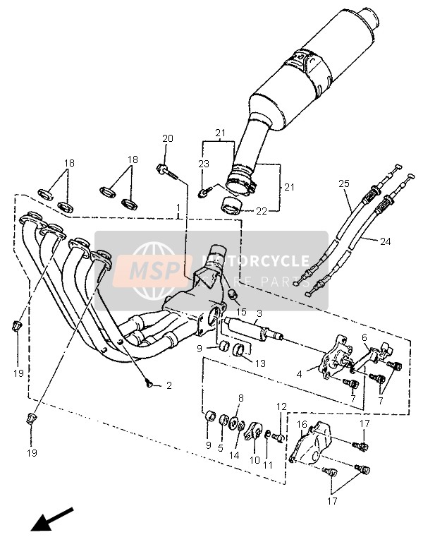 Yamaha YZF750SP 1996 Échappement pour un 1996 Yamaha YZF750SP