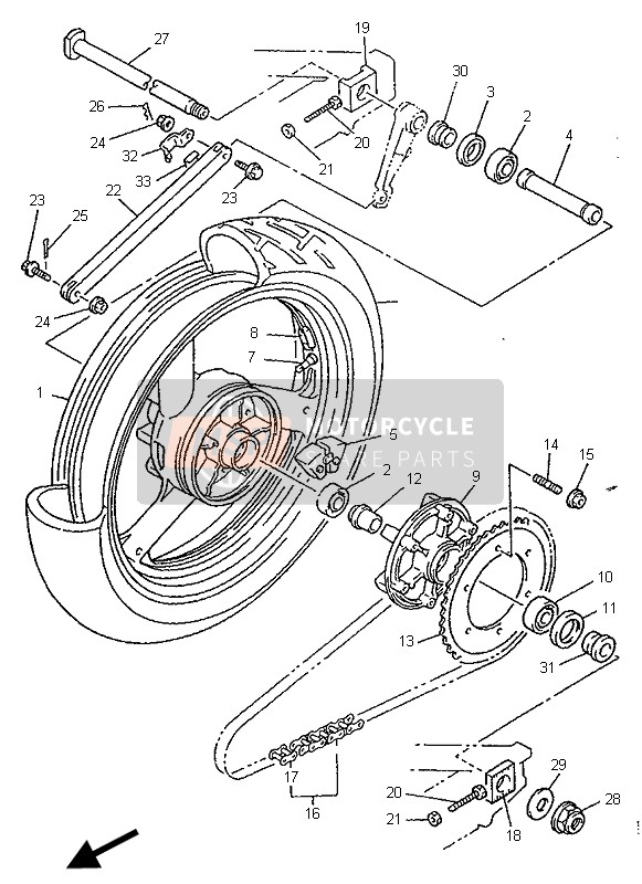 Yamaha YZF750SP 1996 Rear Wheel for a 1996 Yamaha YZF750SP