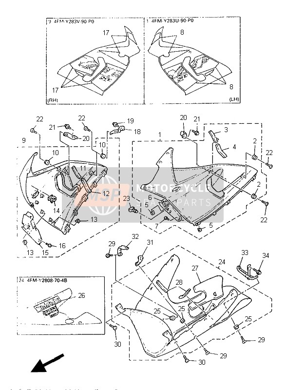 Yamaha YZF750SP 1996 Cowling 2 for a 1996 Yamaha YZF750SP