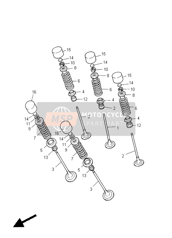 Yamaha YZF-R1 2005 Válvula para un 2005 Yamaha YZF-R1