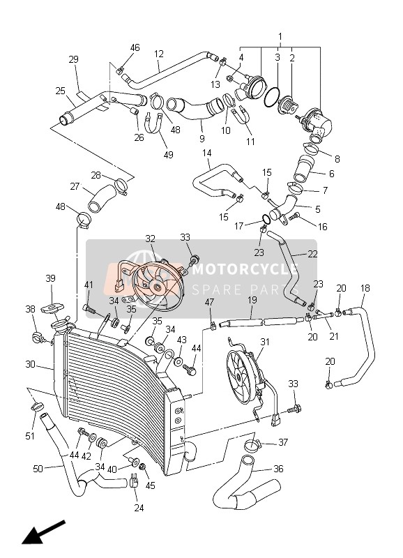 Yamaha YZF-R1 2005 Radiator & Hose for a 2005 Yamaha YZF-R1