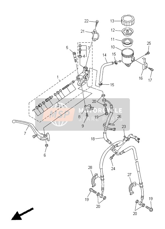 Yamaha YZF-R1 2005 Front Master Cylinder for a 2005 Yamaha YZF-R1