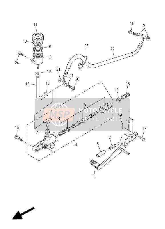 Yamaha YZF-R1 2005 Rear Master Cylinder for a 2005 Yamaha YZF-R1