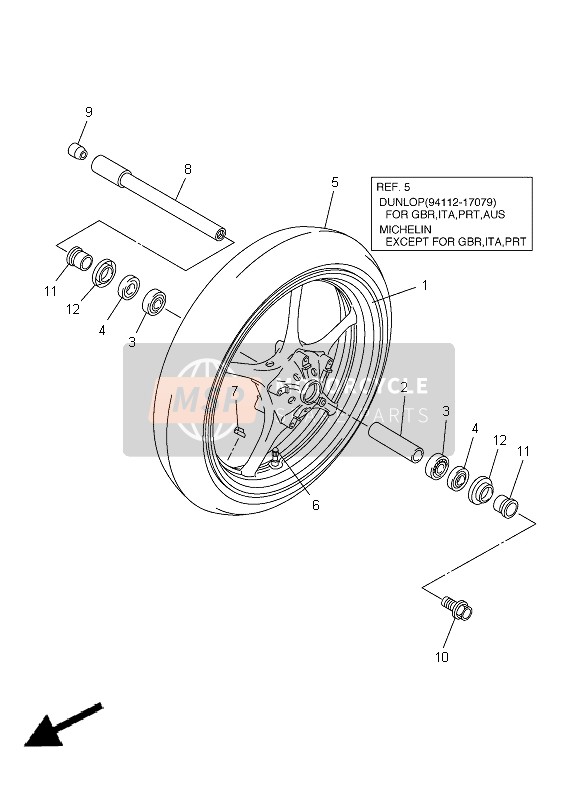 Yamaha YZF-R6 2005 Front Wheel for a 2005 Yamaha YZF-R6