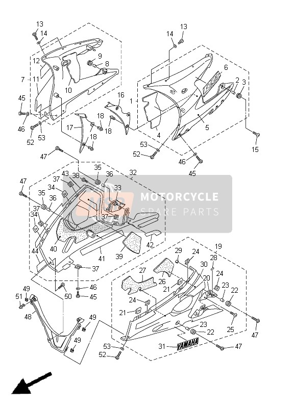 Yamaha YZF-R6 2005 Cowling 2 for a 2005 Yamaha YZF-R6