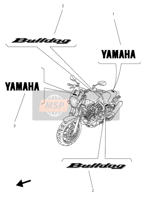 Yamaha BT1100 BULLDOG 2006 Graphic & Emblem for a 2006 Yamaha BT1100 BULLDOG