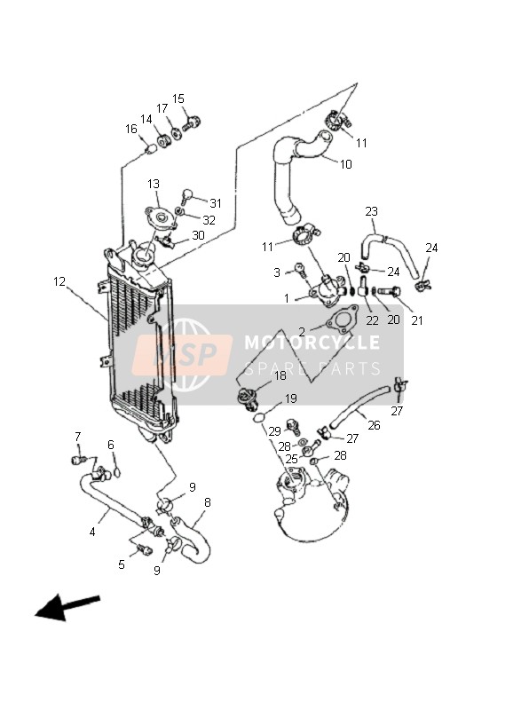 Yamaha DT125RE 2006 Radiator & Hose for a 2006 Yamaha DT125RE