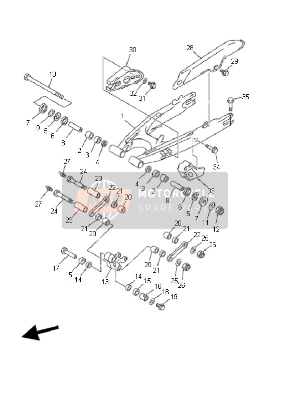 Yamaha DT125RE 2006 Braccio posteriore per un 2006 Yamaha DT125RE