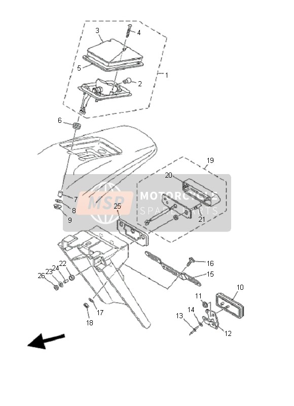 Yamaha DT125RE 2006 RÜCKLICHT für ein 2006 Yamaha DT125RE