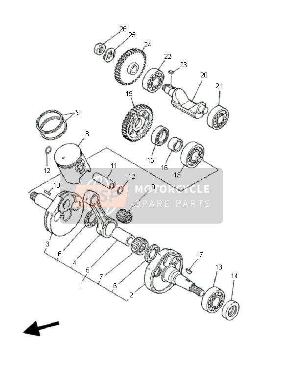 Yamaha DT125X 2006 Albero motore & Pistone per un 2006 Yamaha DT125X