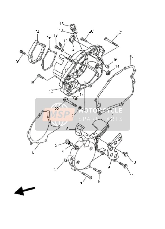 Yamaha DT125X 2006 Crankcase Cover 1 for a 2006 Yamaha DT125X