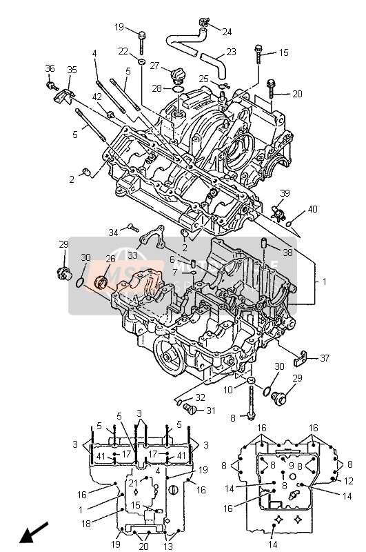 Yamaha YZF1000R THUNDERACE 1996 Crankcase for a 1996 Yamaha YZF1000R THUNDERACE