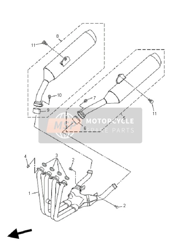 Yamaha FJR1300A 2006 Exhaust for a 2006 Yamaha FJR1300A