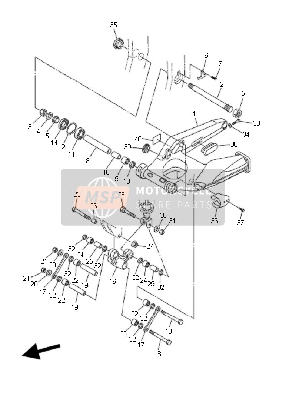 Yamaha FJR1300A 2006 Braccio posteriore per un 2006 Yamaha FJR1300A