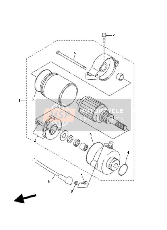 Yamaha FJR1300A 2006 Startend Motor 4 voor een 2006 Yamaha FJR1300A