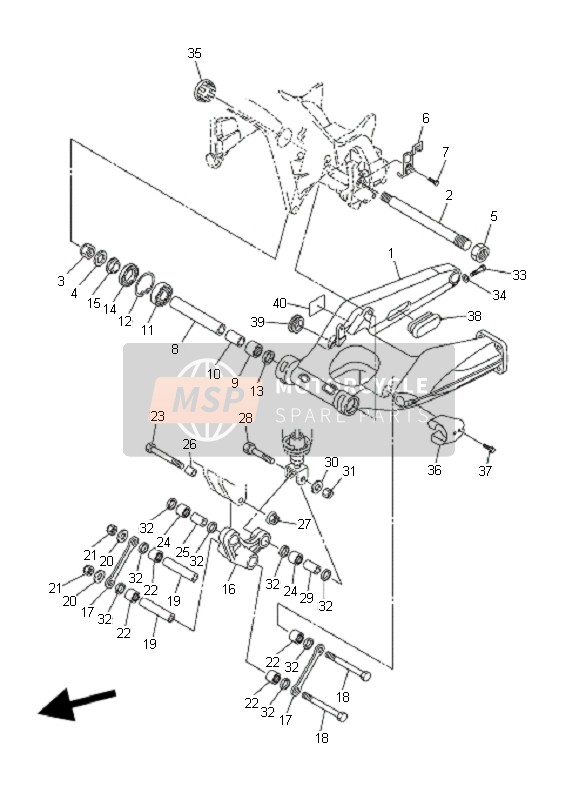 Yamaha FJR1300AS 2006 Braccio posteriore per un 2006 Yamaha FJR1300AS