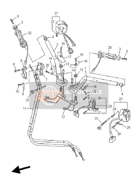 Yamaha FJR1300AS 2006 Manija de dirección & Cable para un 2006 Yamaha FJR1300AS