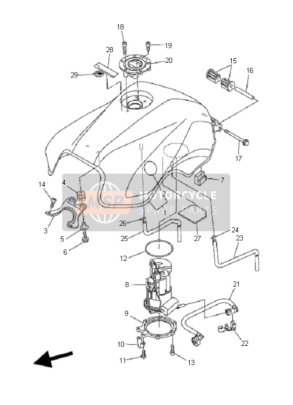 Yamaha FZ6-N FAZER 2006 Depósito de combustible para un 2006 Yamaha FZ6-N FAZER