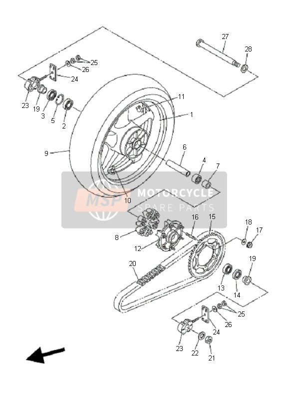 Yamaha FZ6-N FAZER 2006 Rear Wheel for a 2006 Yamaha FZ6-N FAZER