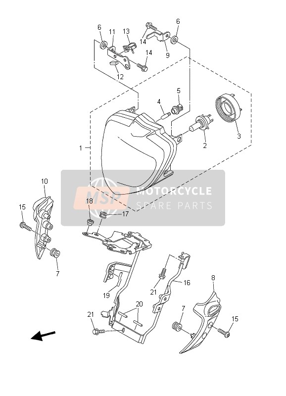 Yamaha FZ6-N FAZER 2006 Faro para un 2006 Yamaha FZ6-N FAZER