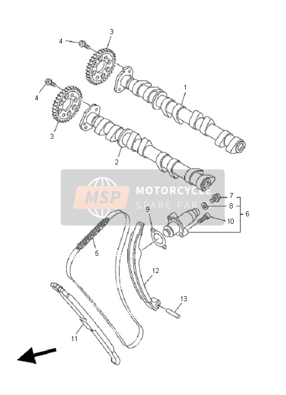 Yamaha FZ6-S 2006 Árbol De Levas & Cadena para un 2006 Yamaha FZ6-S