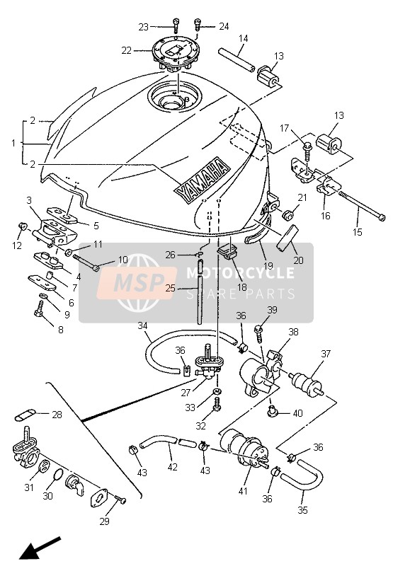 Yamaha YZF1000R THUNDERACE 1996 Serbatoio di carburante per un 1996 Yamaha YZF1000R THUNDERACE