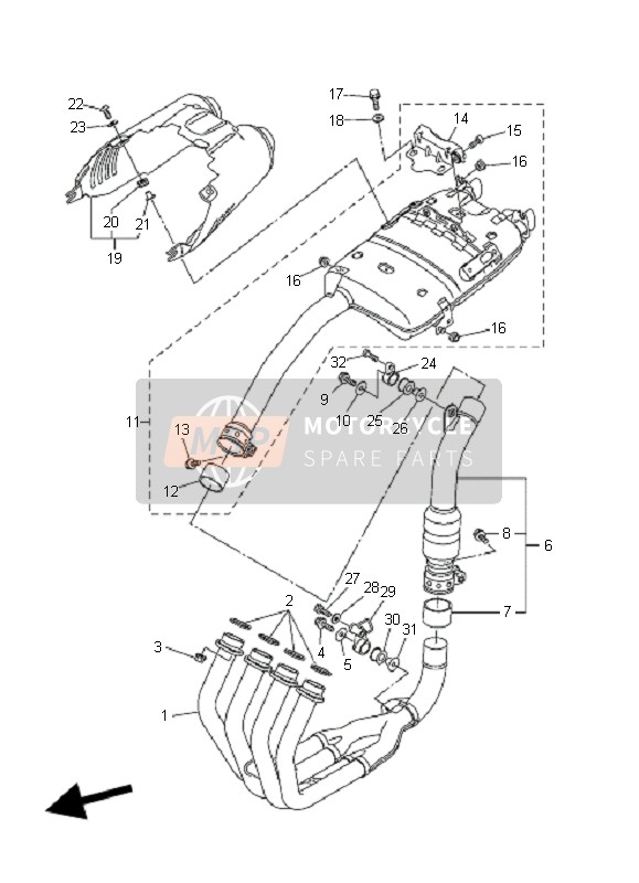 Yamaha FZ6-SA FAZER 2006 Exhaust for a 2006 Yamaha FZ6-SA FAZER