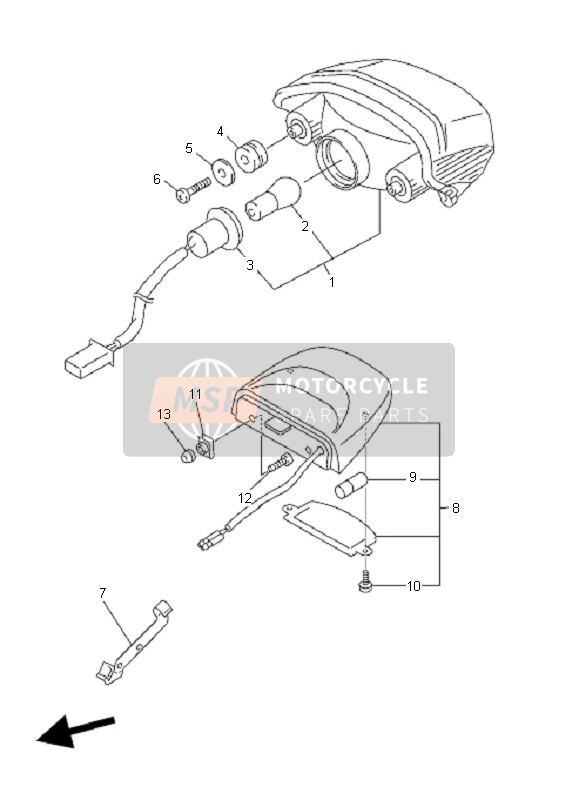 Yamaha FZ6-SA FAZER 2006 Luz De La Cola para un 2006 Yamaha FZ6-SA FAZER