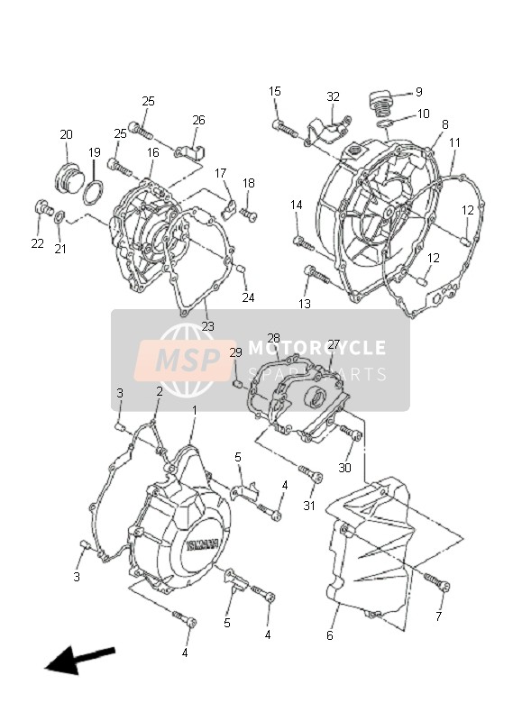 Yamaha FZ6-SS FAZER 2006 Crankcase Cover 1 for a 2006 Yamaha FZ6-SS FAZER