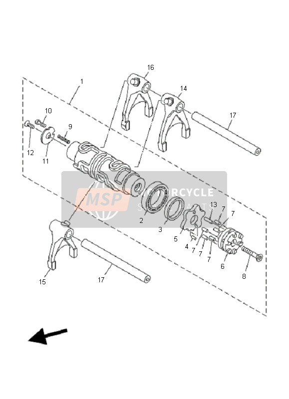 Yamaha MT01-5YU3 2006 SCHALTWALZE & GABEL für ein 2006 Yamaha MT01-5YU3