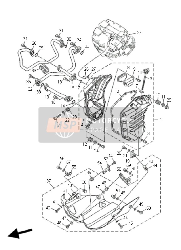 Yamaha MT01-5YU3 2006 Tanque de aceite para un 2006 Yamaha MT01-5YU3