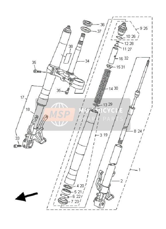 Yamaha MT01-5YU3 2006 Front Fork for a 2006 Yamaha MT01-5YU3