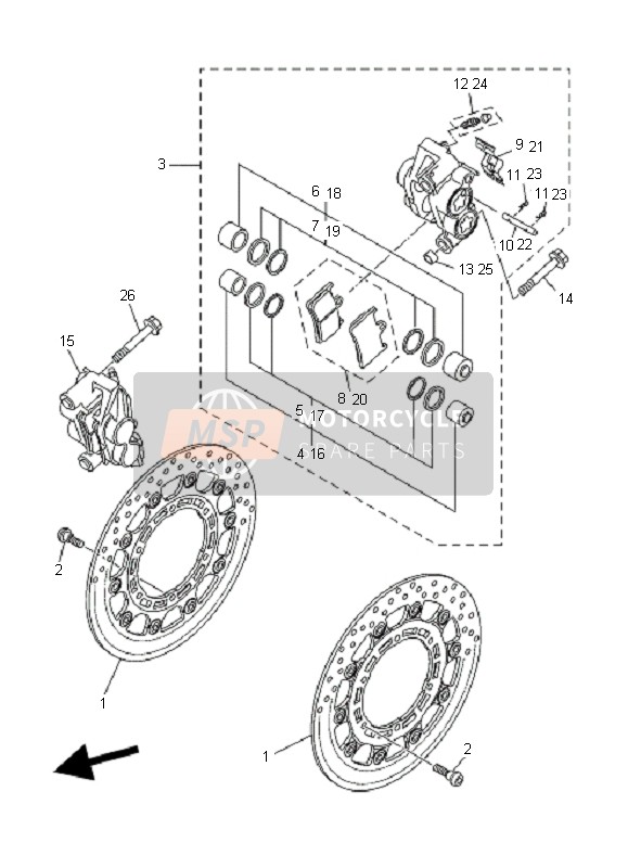 Yamaha MT01-5YU3 2006 BREMSSATTEL VORNE für ein 2006 Yamaha MT01-5YU3